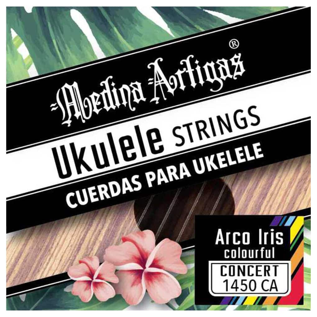 Ukulele Strings – Medina Artigas 1450CA – Arco Iris – Colourful Nylon – Concert Set – GCEA High G Tuning 1