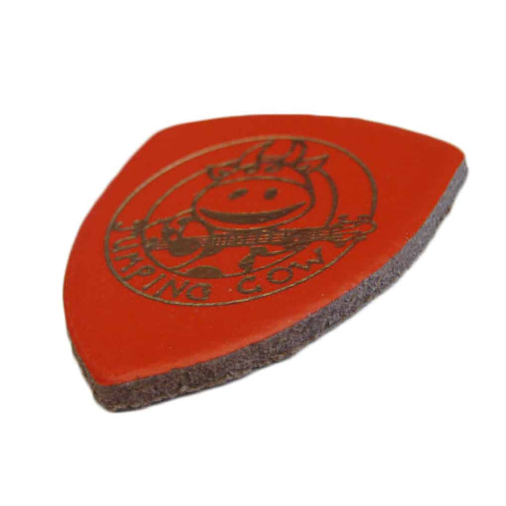 Jumping Cow – Leather Pick – For Ukulele & Banjo – Orange – Slim – Single Pick 2