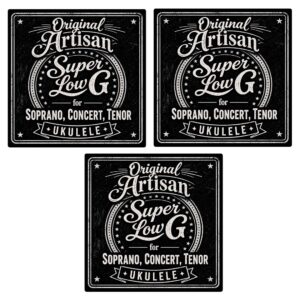 Original Artisan Super Low G - 3 x Low Noise Squeak Free Polished Wound Low G Single 4th - Soprano Concert Tenor