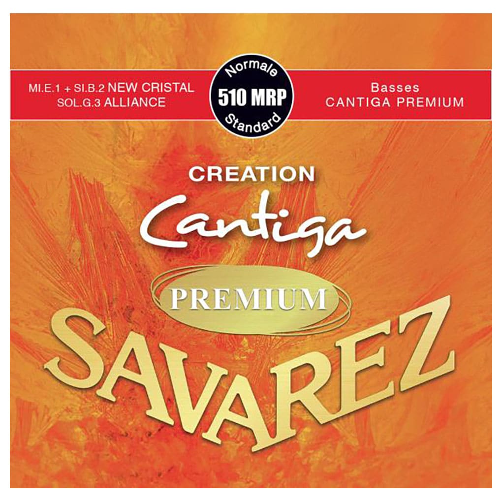 Classical Guitar Strings – Savarez 510MRP – Creation Cantiga Premium – Nylon – Fluorocarbon 3rd String – Silver Plated Copper – Normal Tension 1
