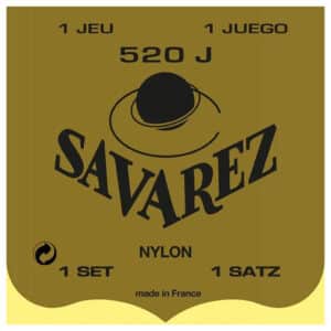 Classical Guitar Strings - Savarez 520J - Yellow Card - Rectified Nylon - Silver Plated Copper - High Tension