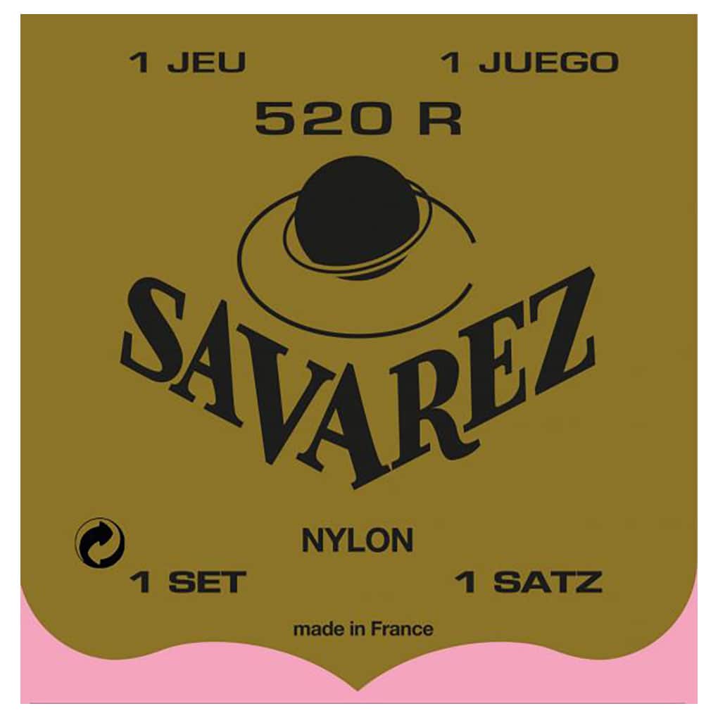 Classical Guitar Strings – Savarez 520R – Red Card – Rectified Nylon – Silver Plated Copper – Normal Tension 1