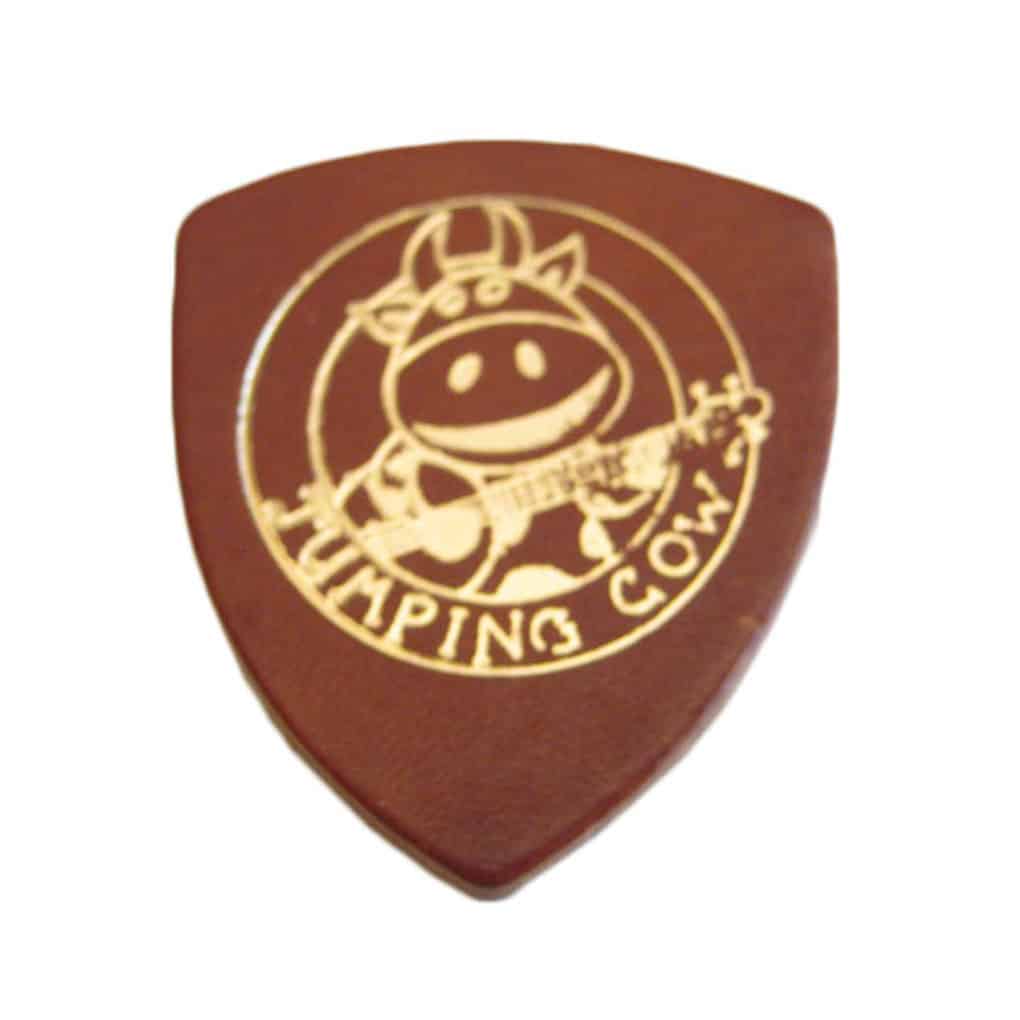 Jumping Cow – Leather Pick – For Ukulele & Banjo – Brown Tan – Thick – Single Pick 1