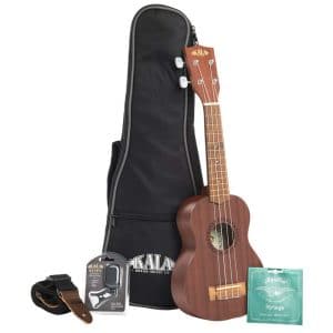 Kala KA-15S Soprano Ukulele Bundle - Uke, Strap, Tuner, Case & Extra Aquila Strings